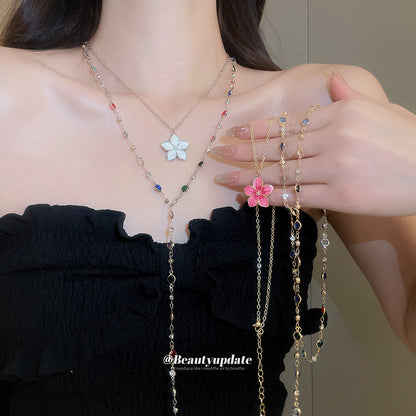 水晶琺瑯花朵項鍊－商品主圖｜https://igowo.tw/