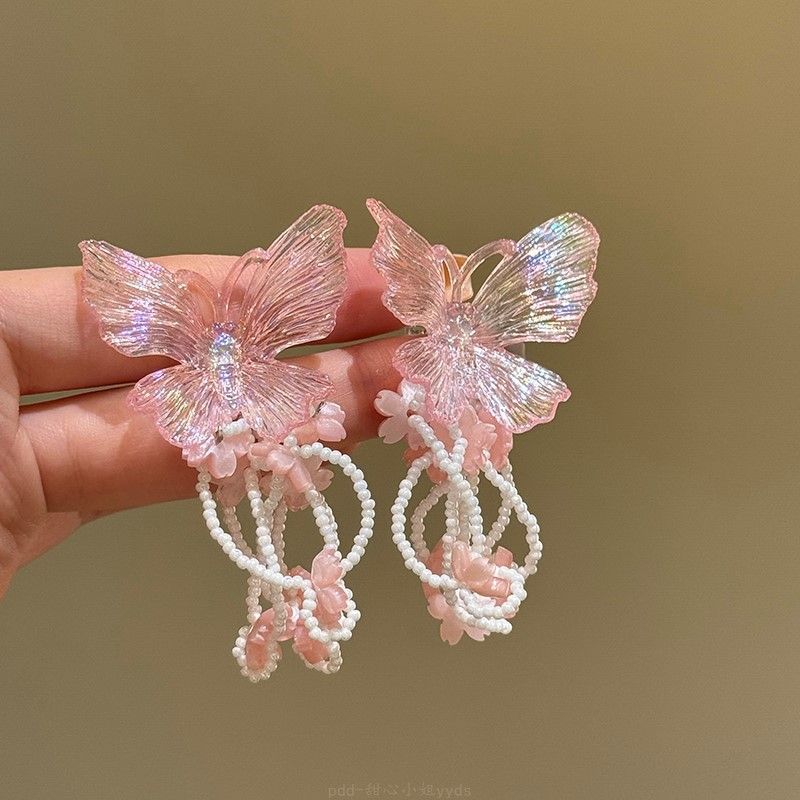 鋯石花朵流蘇垂墜耳釘－細節特寫67｜https://igowo.tw/