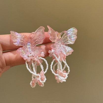 鋯石花朵流蘇垂墜耳釘－細節特寫67｜https://igowo.tw/