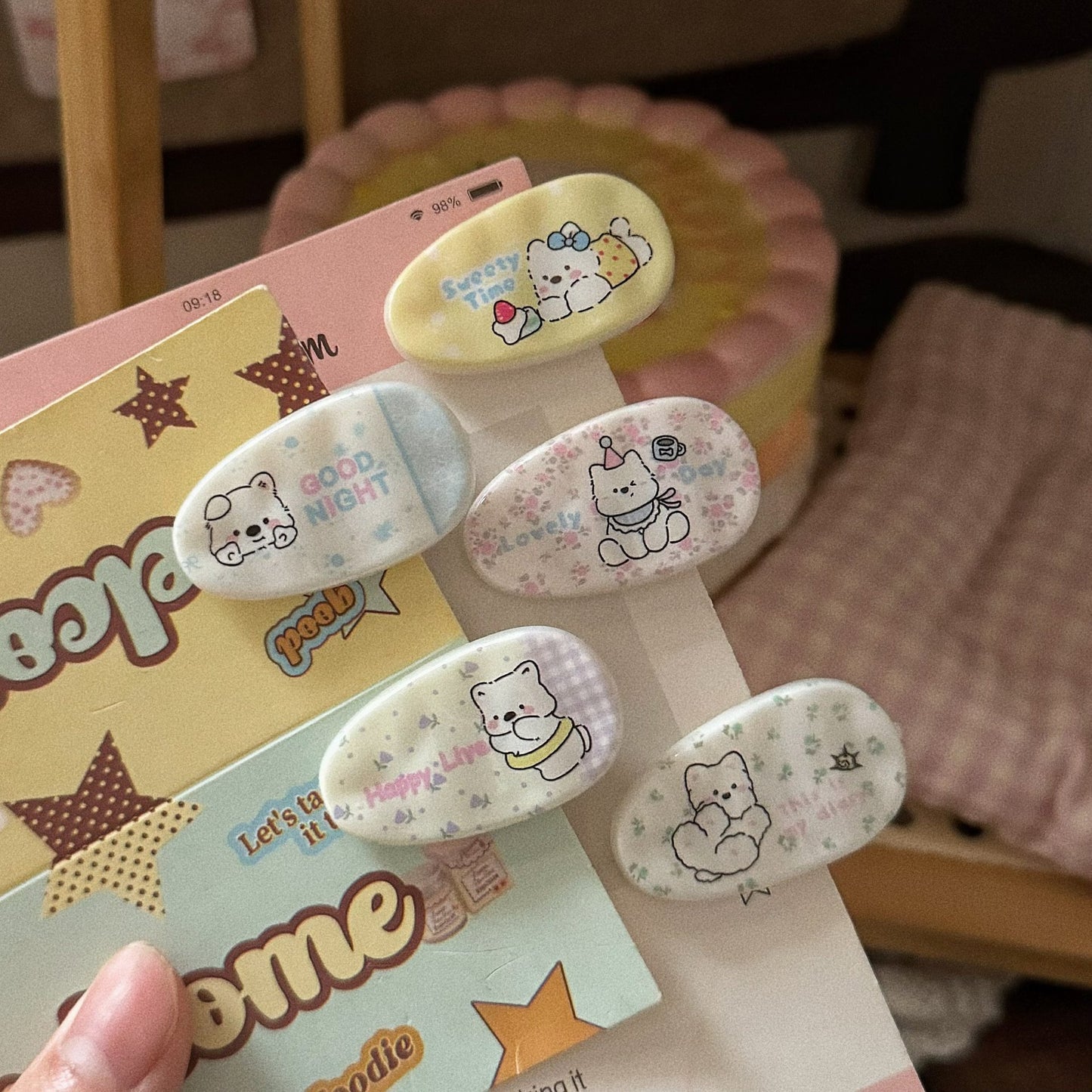 碎花小狗髮夾－商品主圖｜https://igowo.tw/