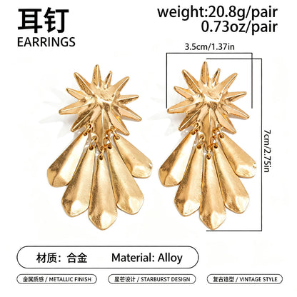 金屬太陽花流蘇耳釘