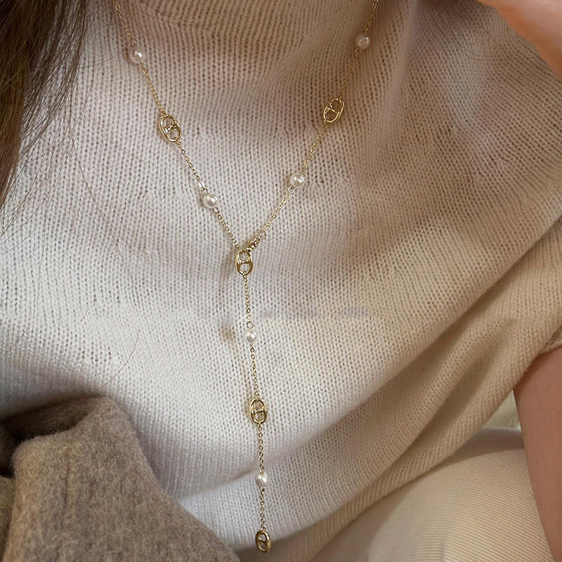 珍珠長版簡約項鍊