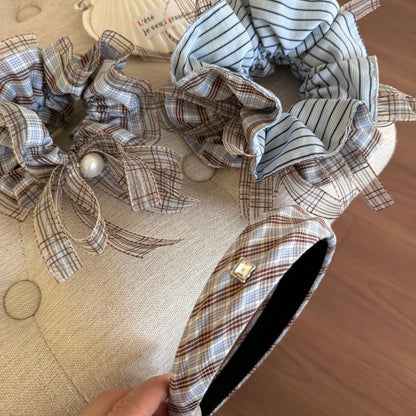 彈力繩格紋大腸圈髮圈－第二視角實拍｜https://igowo.tw/