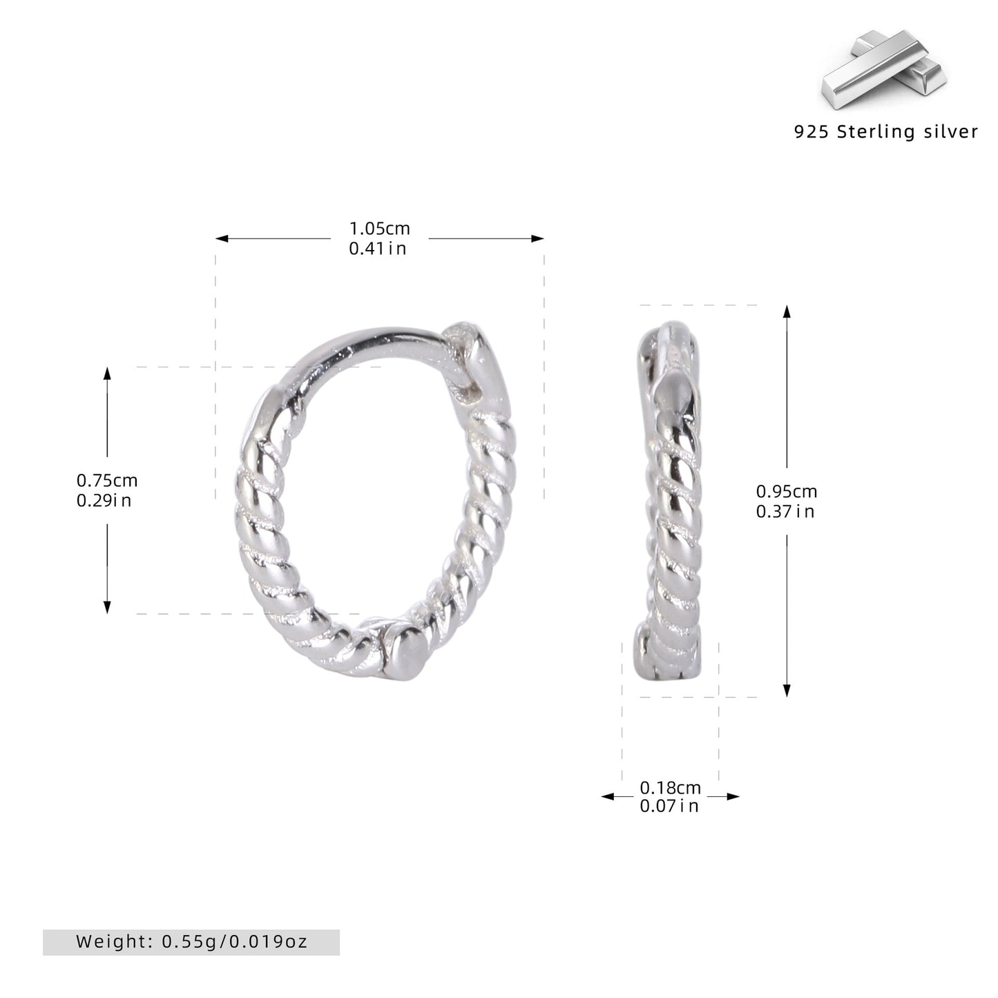 S925 耳環時尚個性麻花扭紋圓圈耳飾小眾高級感飾品