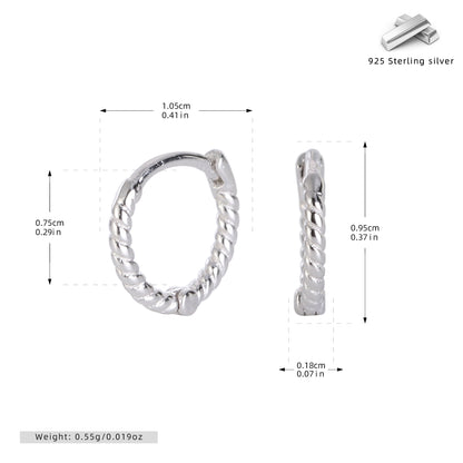 S925 耳環時尚個性麻花扭紋圓圈耳飾小眾高級感飾品