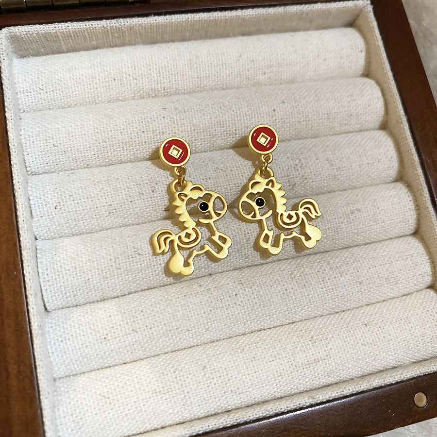 鋯石小馬項鍊耳環組－細節特寫44｜https://igowo.tw/