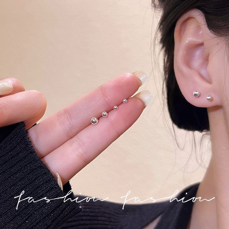 S925圓珠小巧簡約耳釘－銀5mm款細節｜https://igowo.tw/