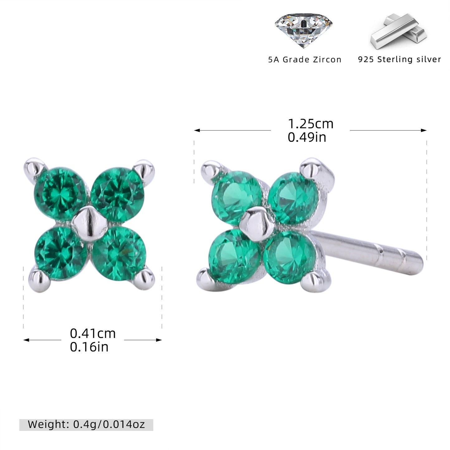 S925 耳釘四瓣小花多色迷你耳飾百搭小眾高級感飾品