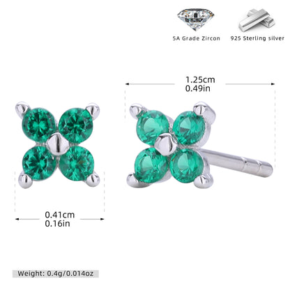 S925 耳釘四瓣小花多色迷你耳飾百搭小眾高級感飾品