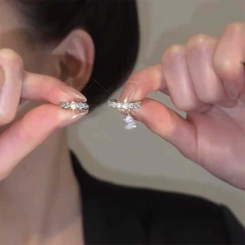 超閃滿鉆水滴耳夾女無耳洞韓系ins風輕奢耳骨夾精致小眾百搭耳飾