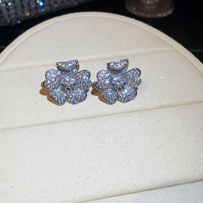 金色鋯石誇張電鍍耳釘