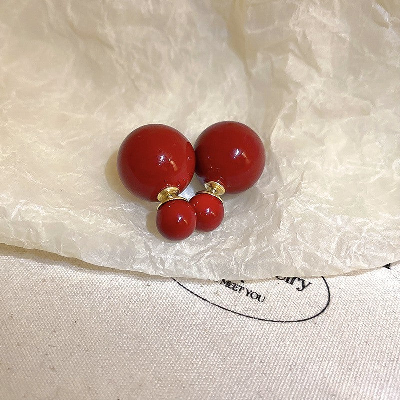 銀針安可拉紅色滴油愛心耳環小眾時尚氣質耳扣港風簡約高級感耳飾