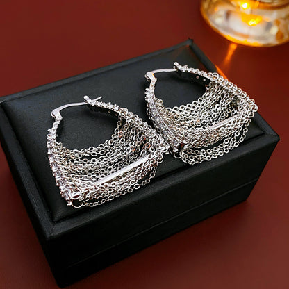 鏈條流蘇簡約耳環