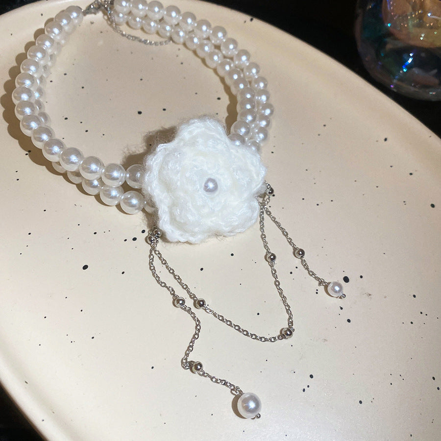 珍珠花朵復古項鍊