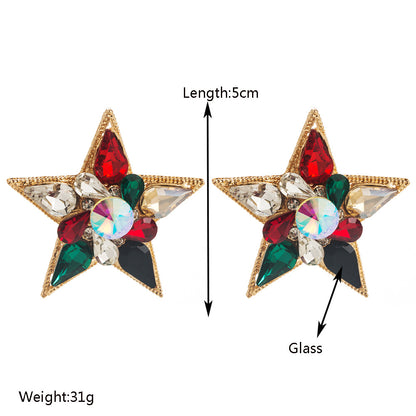 鋯石金屬星星鑲鑽耳環－白色款實拍｜https://igowo.tw/