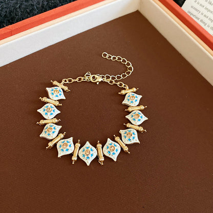 中古鑲鉆菱形愛心手鏈項鏈耳環時尚氣質首飾套裝設計感小眾飾品女