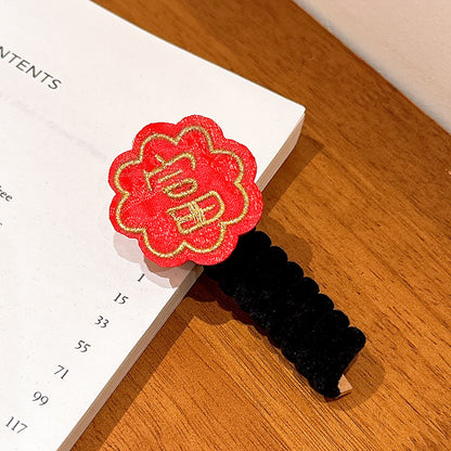 紅色簡約髮圈－富字 1個款細節4｜https://igowo.tw/