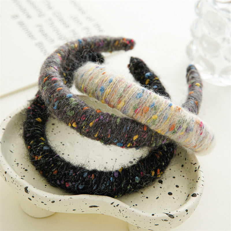 纏繞簡約髮夾－毛線纏繞米白色款細節｜https://igowo.tw/
