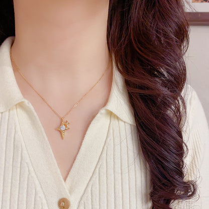鋯石金屬星星鑲鑽項鍊－第二視角實拍｜https://igowo.tw/