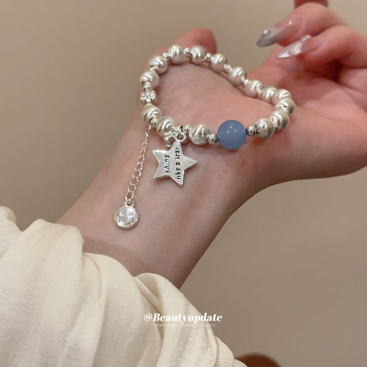 星星花朵拉絲彈力手鏈甜美簡約小清新手環時尚高級感氣質手飾批發