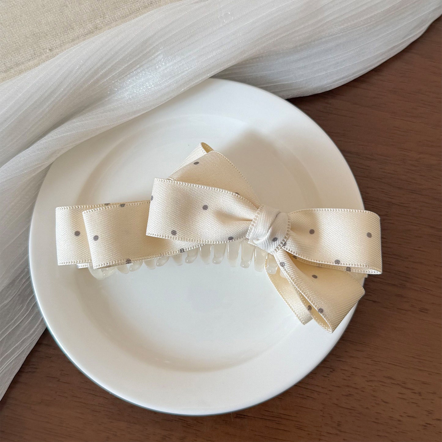 波點蝴蝶結髮夾