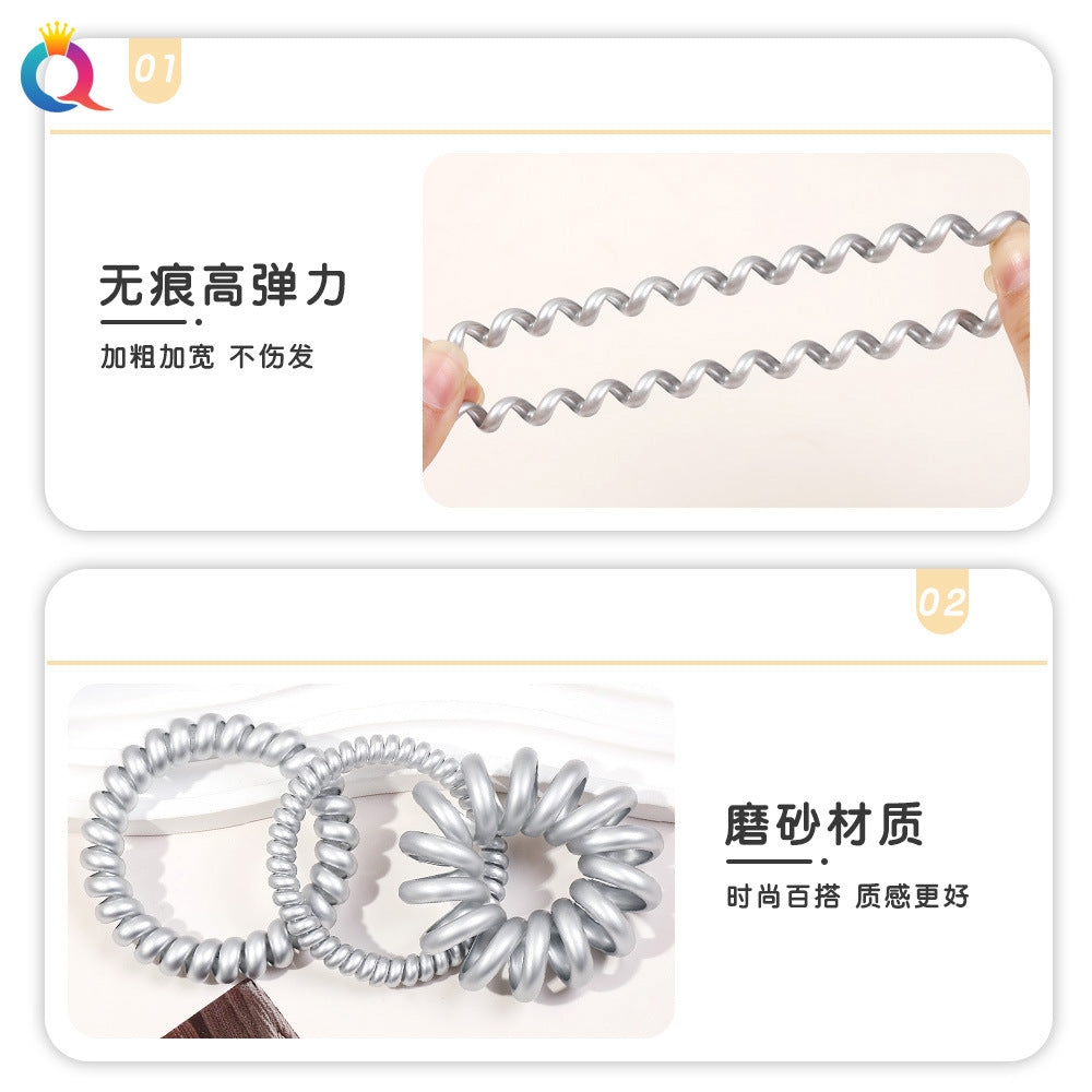 彈力繩簡約髮圈－銀色電話圈-常規款實拍｜https://igowo.tw/