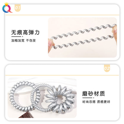 彈力繩簡約髮圈－銀色電話圈-常規款實拍｜https://igowo.tw/