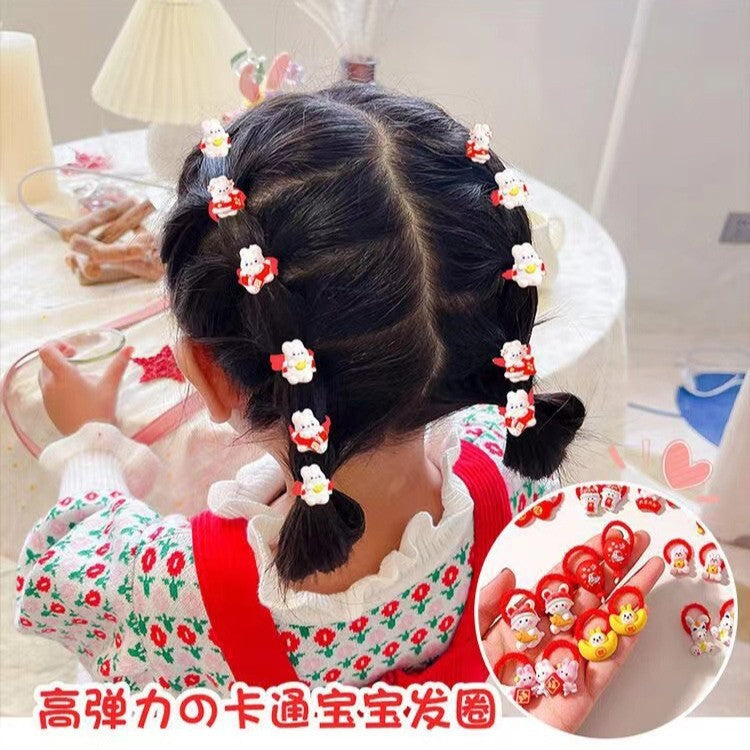 紅色兔子卡通髮圈－細節特寫1｜https://igowo.tw/
