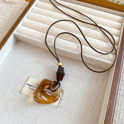 棕色樹脂墜飾復古項鍊