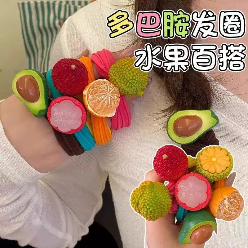 彩色彈力繩水果髮圈－商品主圖｜https://igowo.tw/