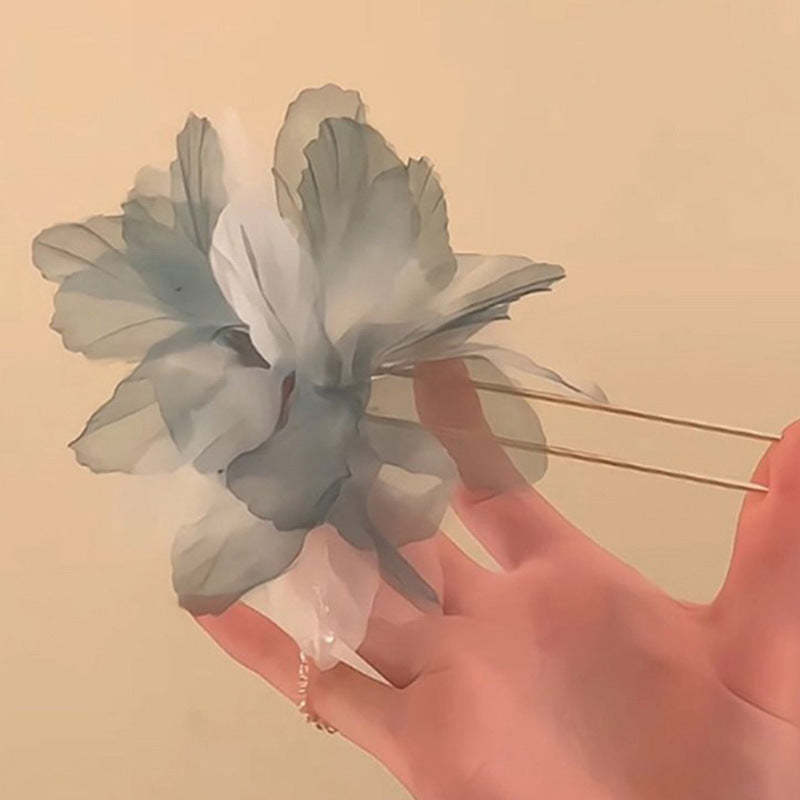 花朵流蘇復古髮簪－藍色款實拍｜https://igowo.tw/