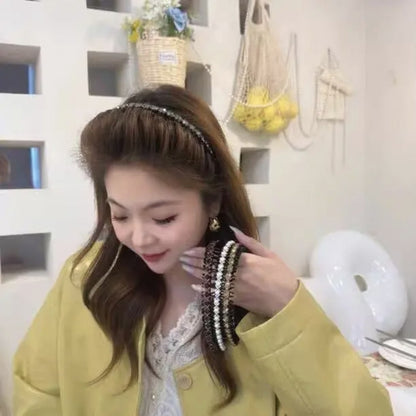 鑲鑽簡約髮箍－白色款細節｜https://igowo.tw/
