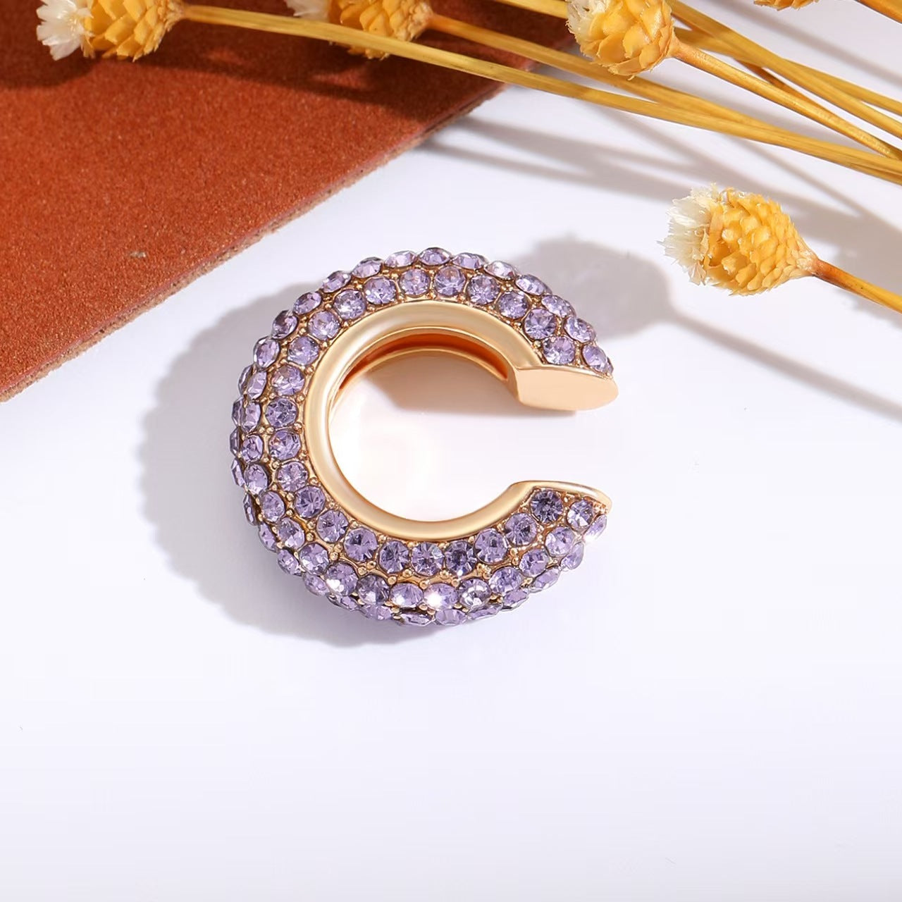 鋯石C形免耳洞耳夾－細節特寫10｜https://igowo.tw/