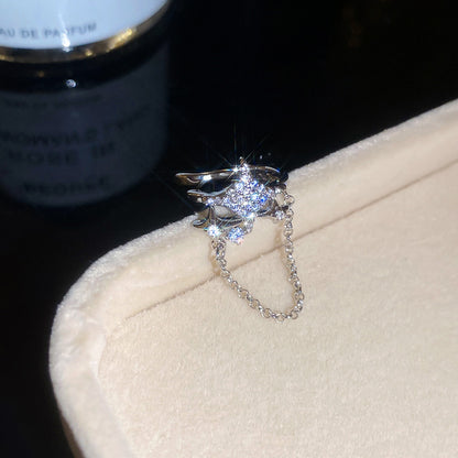 冷淡風鋯石方形水滴耳夾女無耳洞輕奢高級感耳骨夾設計感小眾耳飾