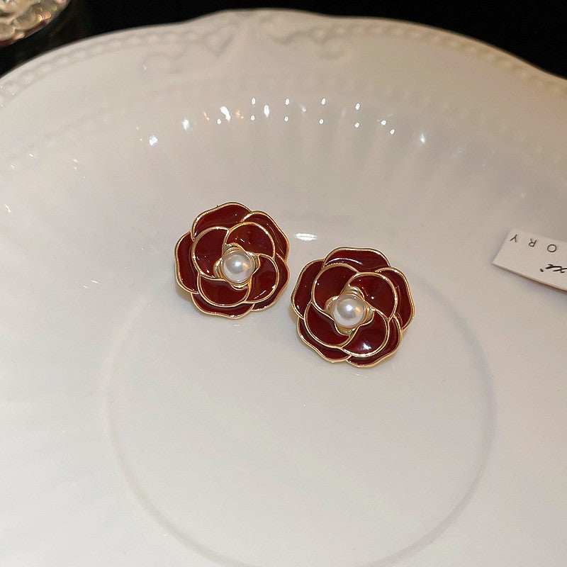 復古紅琺瑯幾何耳環－細節特寫16｜https://igowo.tw/