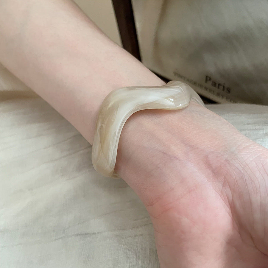 不規則波浪亞克力開口手鐲簡約森系ins手環女小眾高級感手飾批發