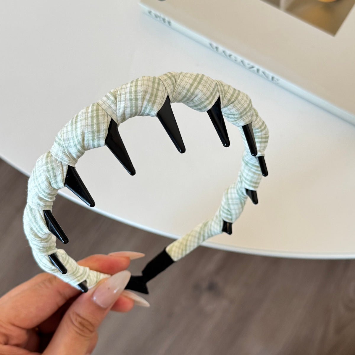 格紋纏繞髮箍