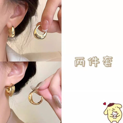 金屬圓圈復古耳環套組－細節特寫4｜https://igowo.tw/