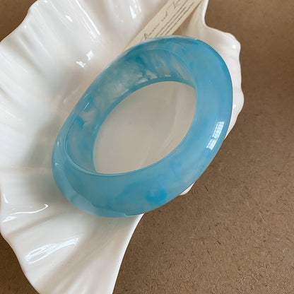 歐美樹脂暈染橢圓形凹面手鐲時尚簡約百搭氣質手環小眾設計感手飾