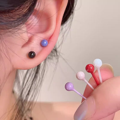 彩色陶瓷耳釘