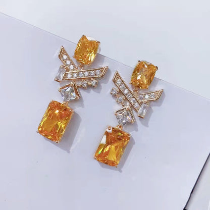 S925天然石交叉微鑲耳環