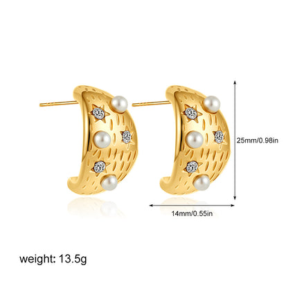 金色珍珠復古耳環－弧形22922款細節｜https://igowo.tw/