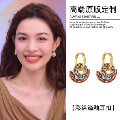 彩色琺瑯幾何復古耳環－商品主圖｜https://igowo.tw/