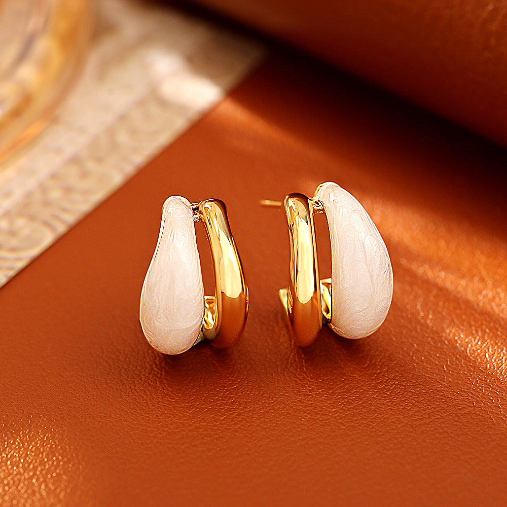撞色琺瑯復古簡約耳釘