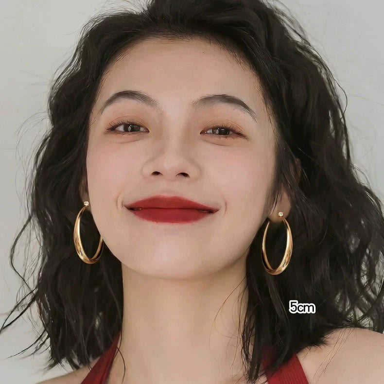 鋯石素圈簡約耳環－第二視角實拍｜https://igowo.tw/
