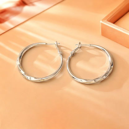 金色素圈扭紋簡約耳環