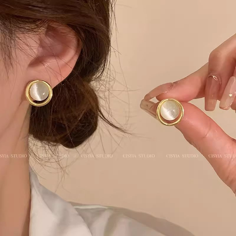 S925貓眼石耳釘