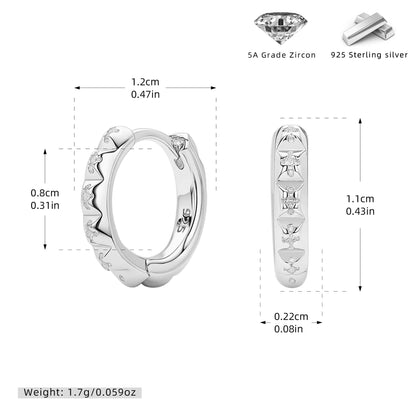 S925 耳環立體三角鋸齒鑲鋯多尺寸耳飾個性百搭飾品