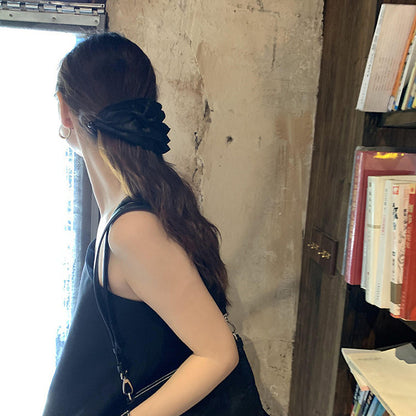 水滴簡約髮夾－黑色款實拍｜https://igowo.tw/