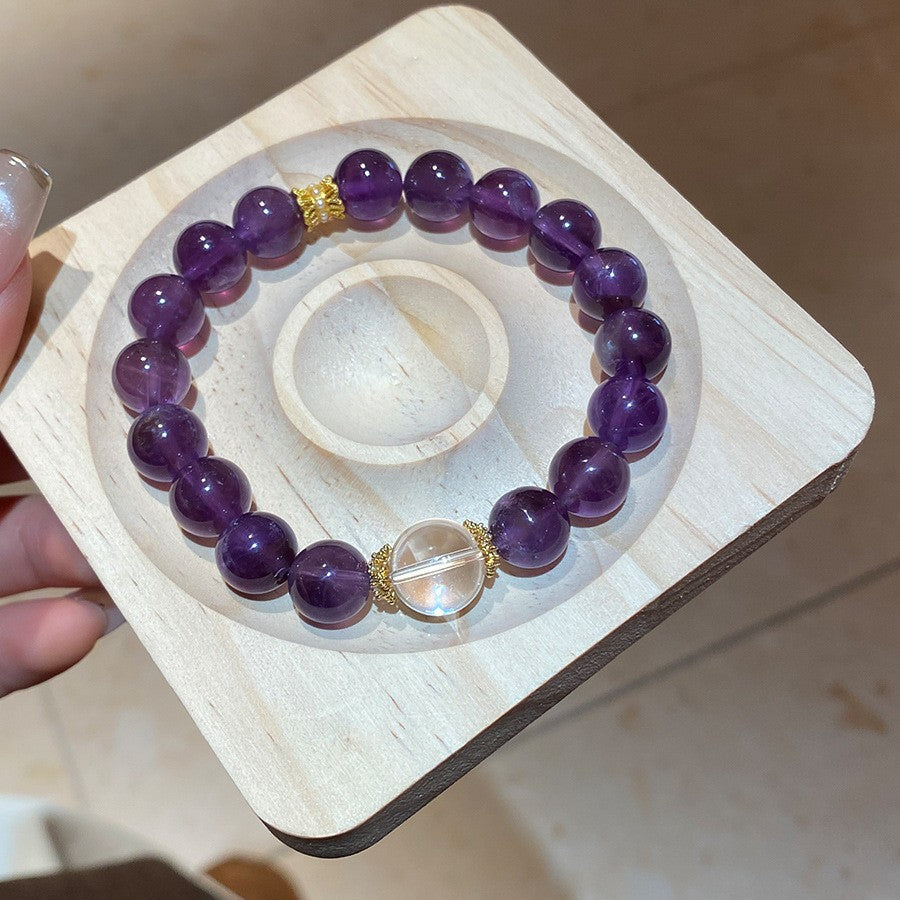 紫水晶蛇形纏繞串珠手鏈新中式復古百搭手串小眾氣質設計感手飾女